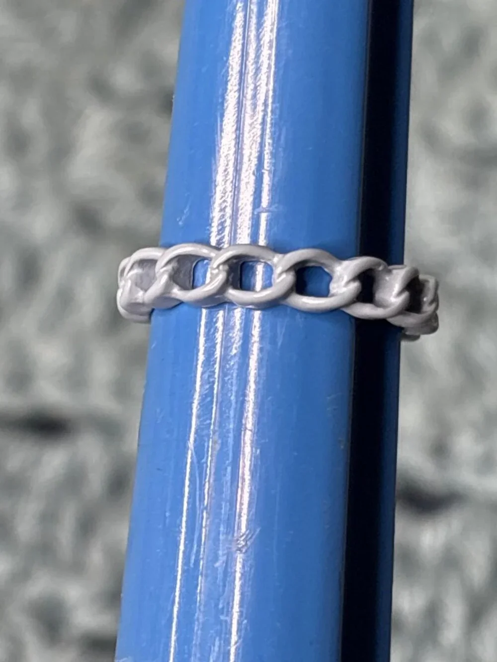 Light Blue Enameled Chain Ring Size 5.25